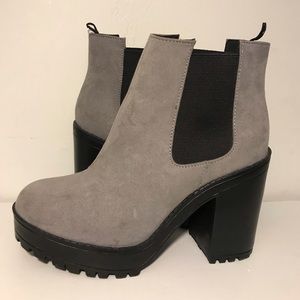 Grey platform booties